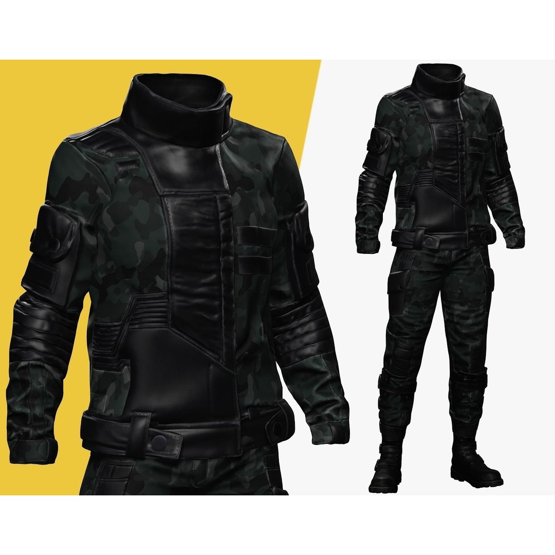 Rigged Outfit 3D Model – Low Poly Game Asset, FBX, PBR Textures - View 3