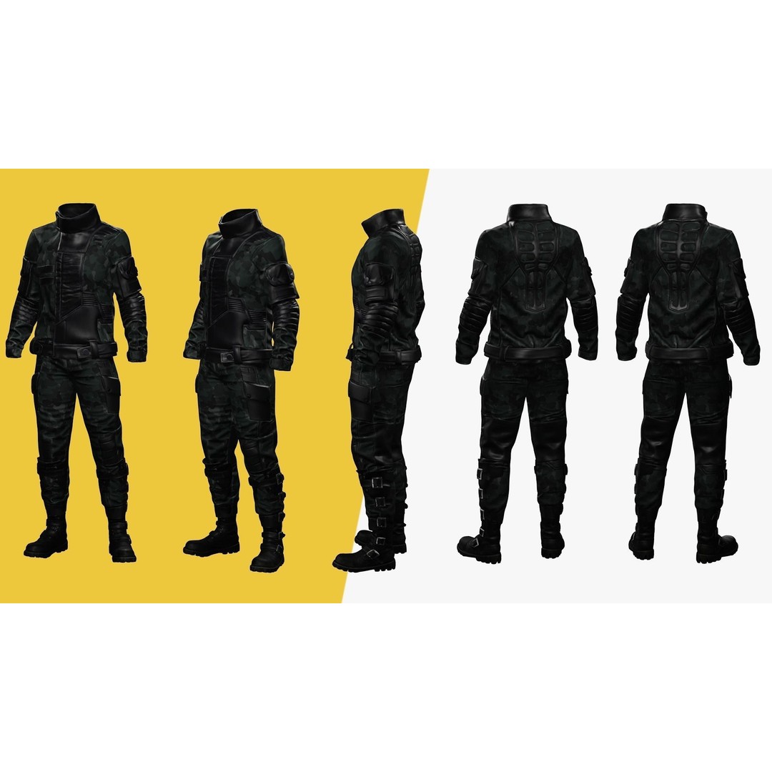 Rigged Outfit 3D Model – Low Poly Game Asset, FBX, PBR Textures - View 4