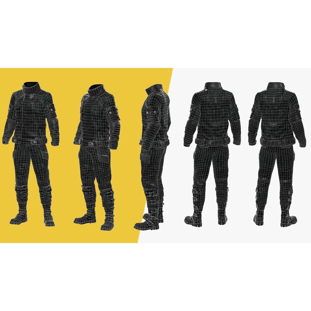 Rigged Outfit 3D Model – Low Poly Game Asset, FBX, PBR Textures - View 5