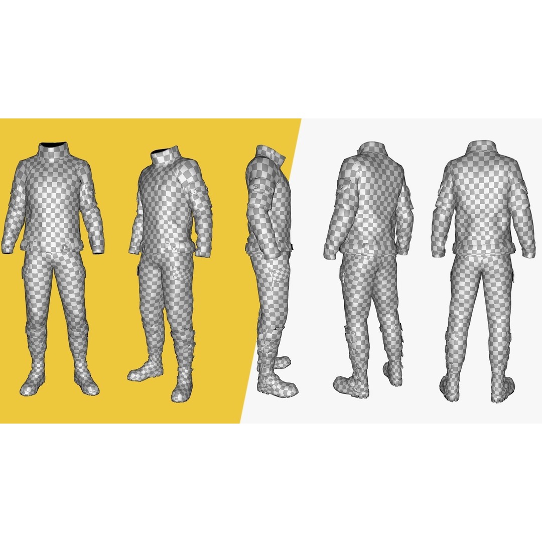 Rigged Outfit 3D Model – Low Poly Game Asset, FBX, PBR Textures - View 6