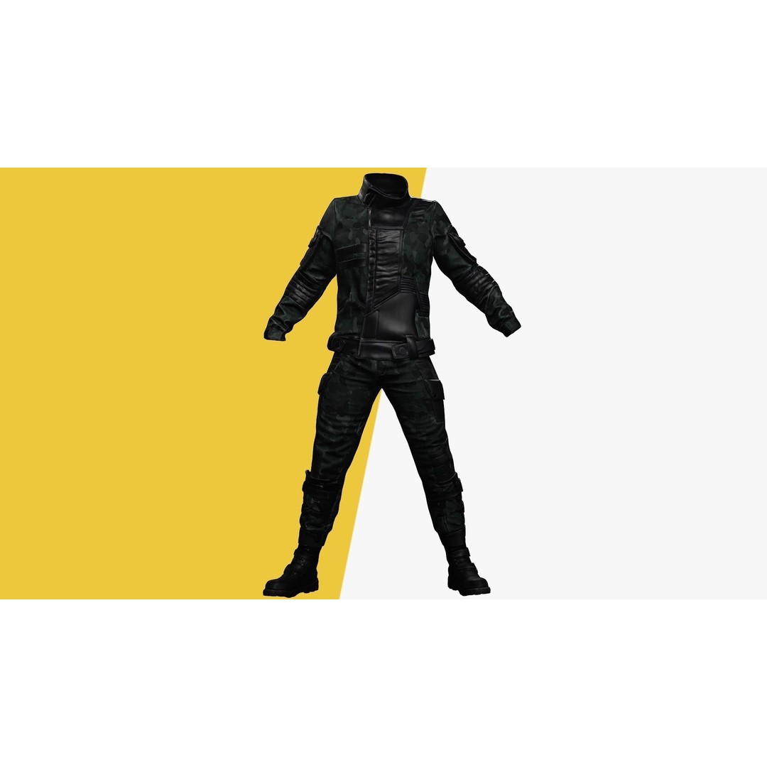 Rigged Outfit 3D Model – Low Poly Game Asset, FBX, PBR Textures - View 9