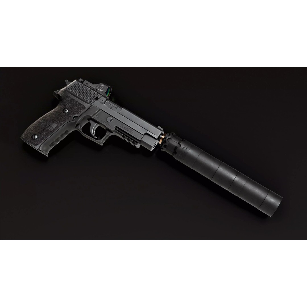Rugged Suppressors Obsidian 9mm Handgun Suppressor 3D Model – Low Poly Game Asset, FBX - View 4