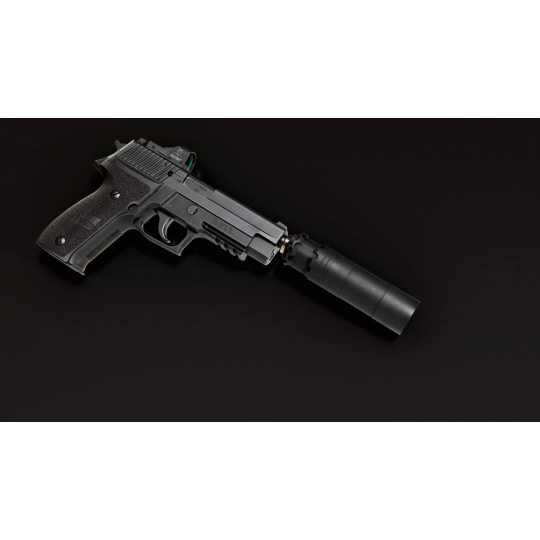 Rugged Suppressors Obsidian 9mm Handgun Suppressor 3D Model – Low Poly Game Asset, FBX - View 5