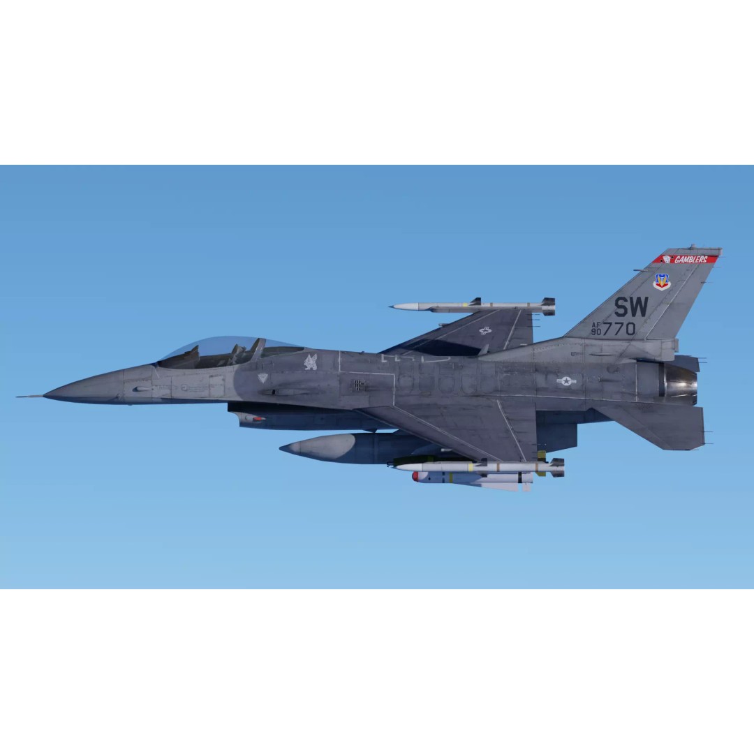 F-16C Fighting Falcon 3D Model – Low Poly Game Ready Rigged Aircraft - View 10