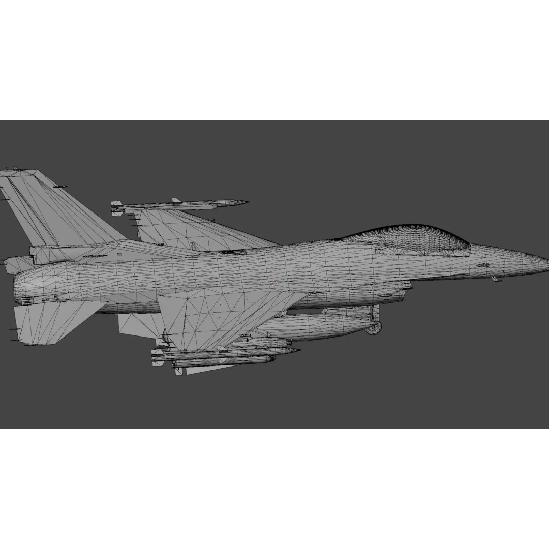 F-16C Fighting Falcon 3D Model – Low Poly Game Ready Rigged Aircraft - View 11