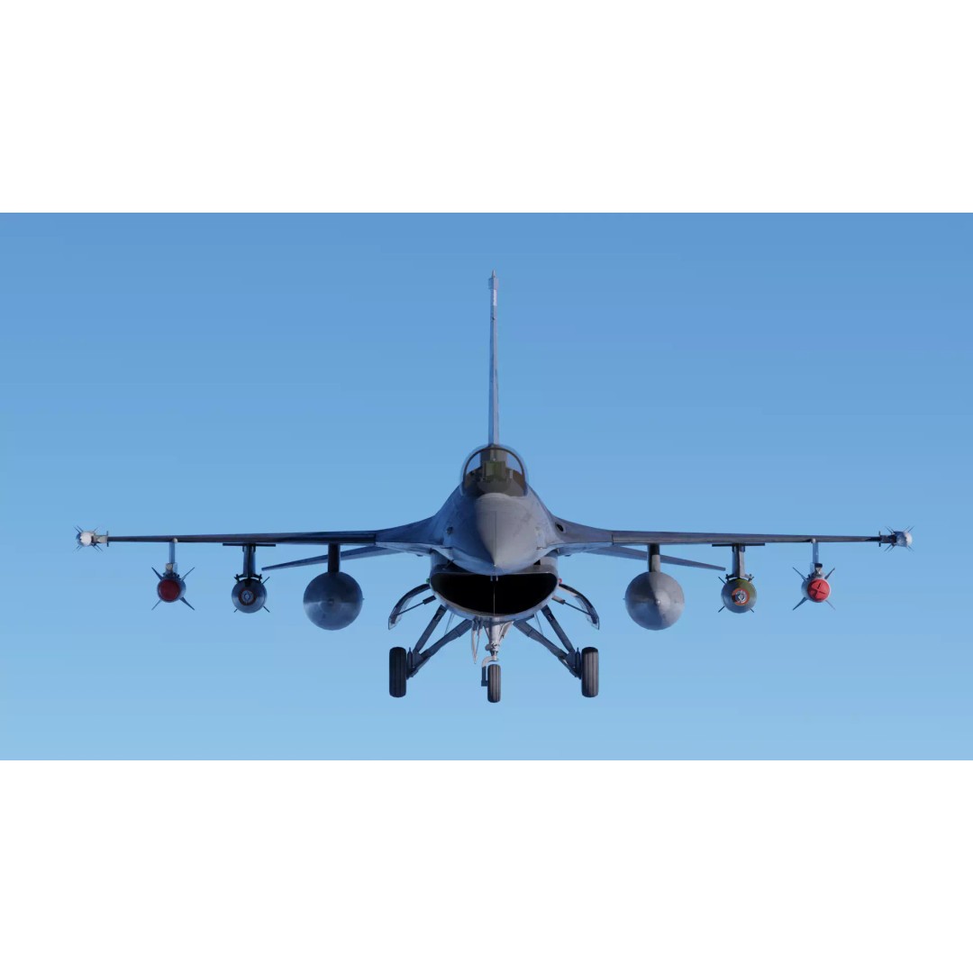 F-16C Fighting Falcon 3D Model – Low Poly Game Ready Rigged Aircraft - View 20