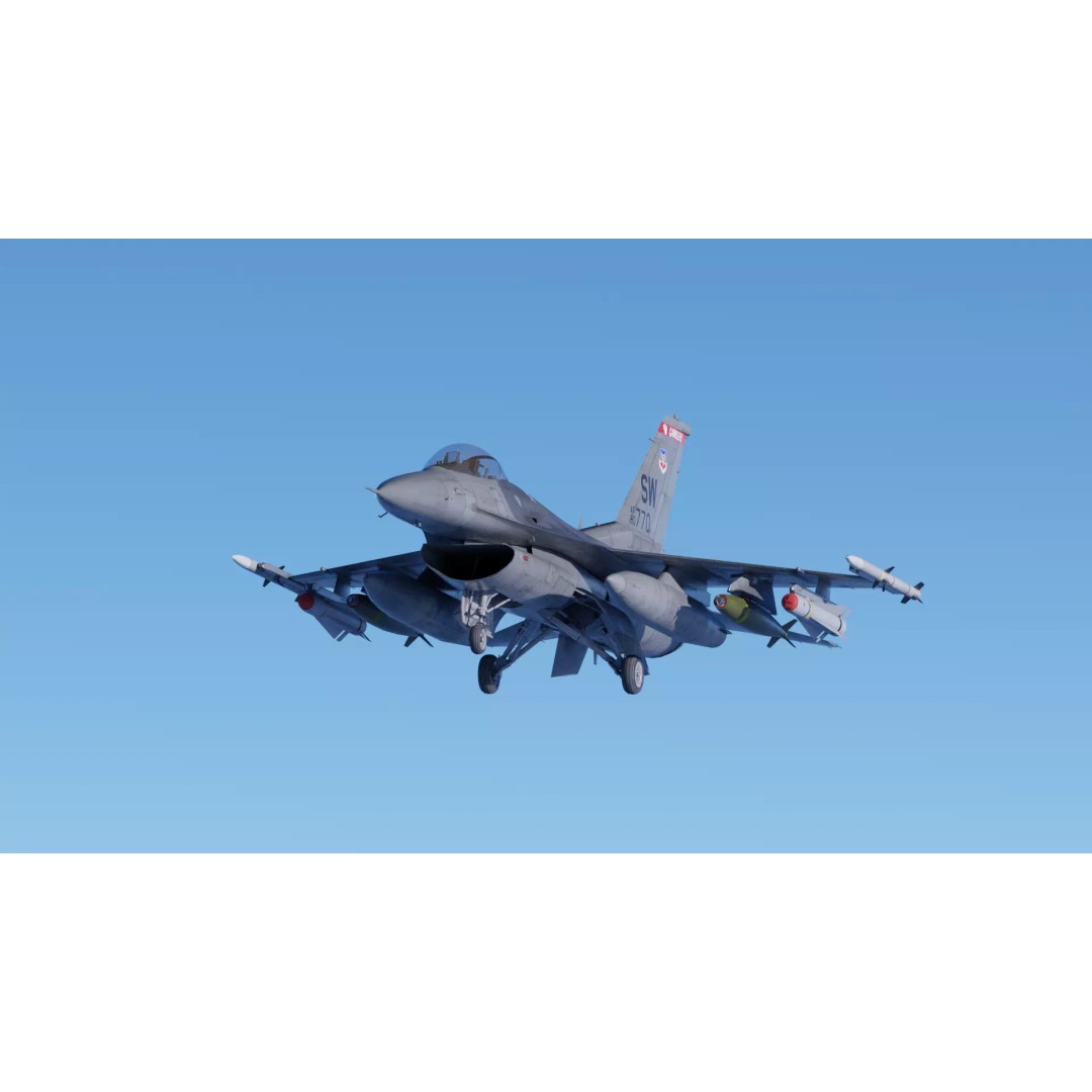 F-16C Fighting Falcon 3D Model – Low Poly Game Ready Rigged Aircraft - View 23