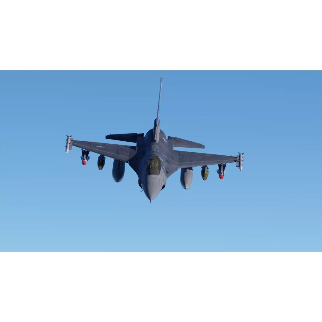 F-16C Fighting Falcon 3D Model – Low Poly Game Ready Rigged Aircraft - View 26