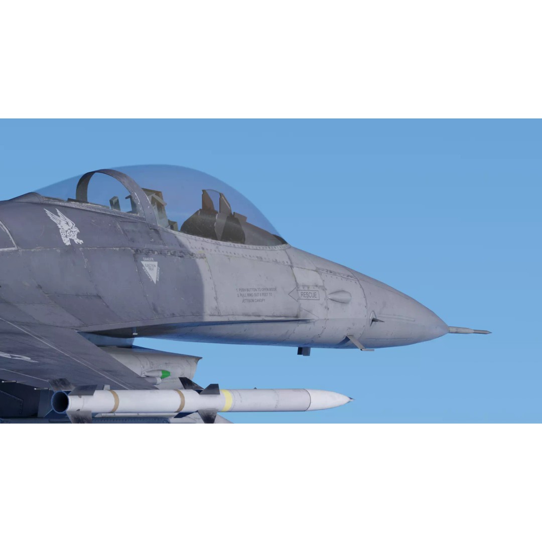 F-16C Fighting Falcon 3D Model – Low Poly Game Ready Rigged Aircraft - View 28