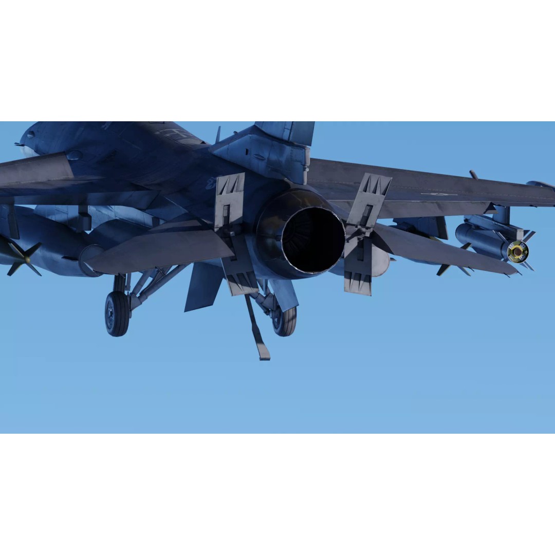 F-16C Fighting Falcon 3D Model – Low Poly Game Ready Rigged Aircraft - View 3