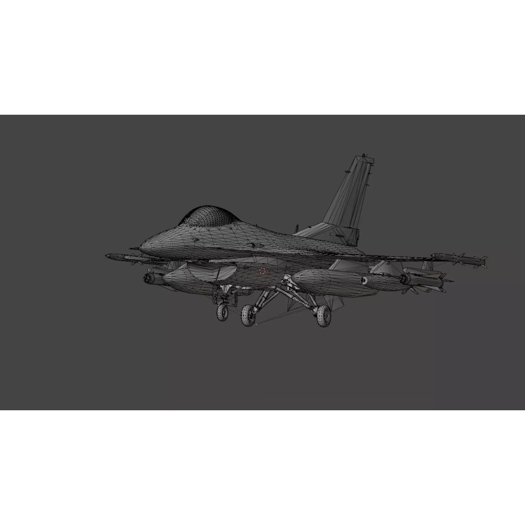 F-16C Fighting Falcon 3D Model – Low Poly Game Ready Rigged Aircraft - View 30