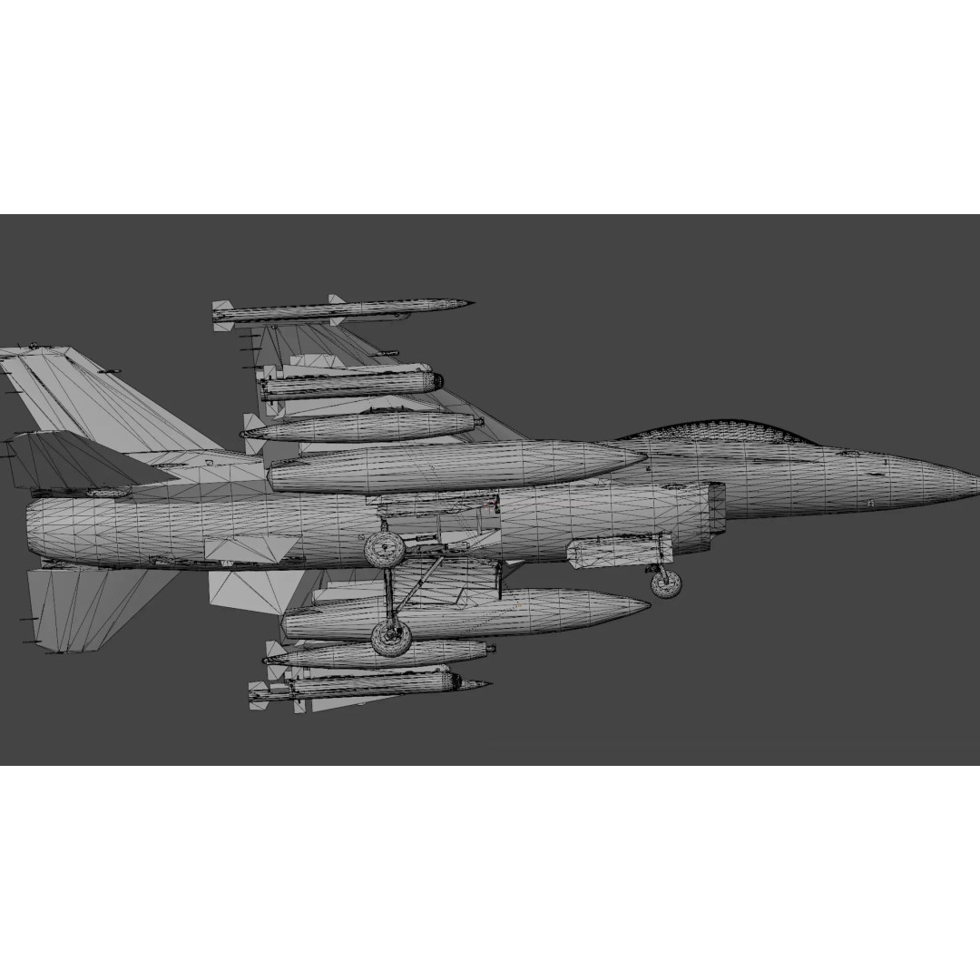 F-16C Fighting Falcon 3D Model – Low Poly Game Ready Rigged Aircraft - View 31