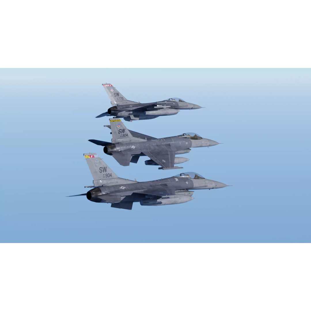 F-16C Fighting Falcon 3D Model – Low Poly Game Ready Rigged Aircraft - View 6