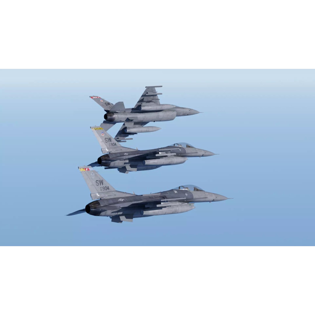 F-16C Fighting Falcon 3D Model – Low Poly Game Ready Rigged Aircraft - View 7