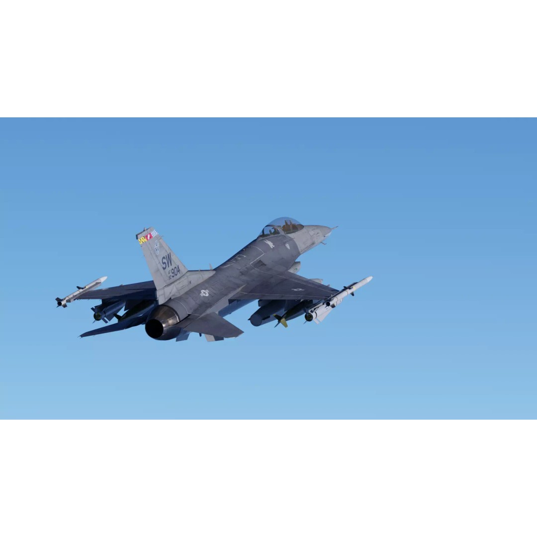 F-16C Fighting Falcon 3D Model – Low Poly Game Ready Rigged Aircraft - View 8
