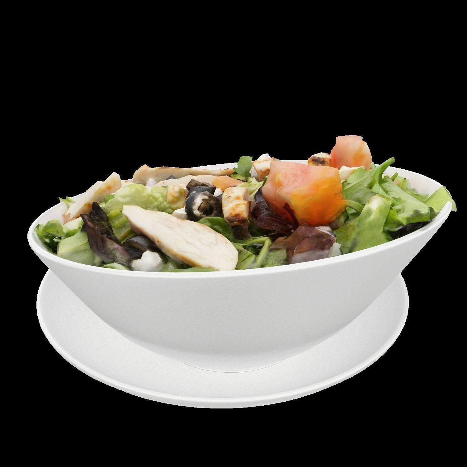 Greek Salad with Chicken - Low-Poly Game-Ready 3D Model - View 10