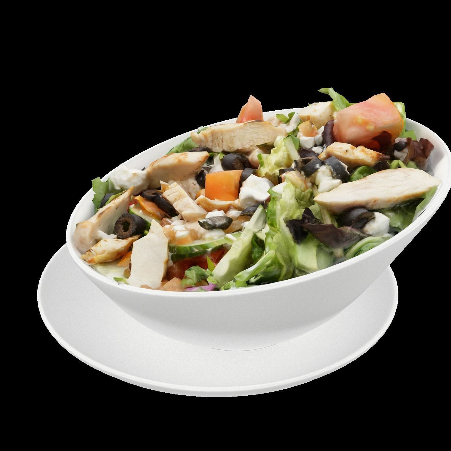 Greek Salad with Chicken - Low-Poly Game-Ready 3D Model - View 11