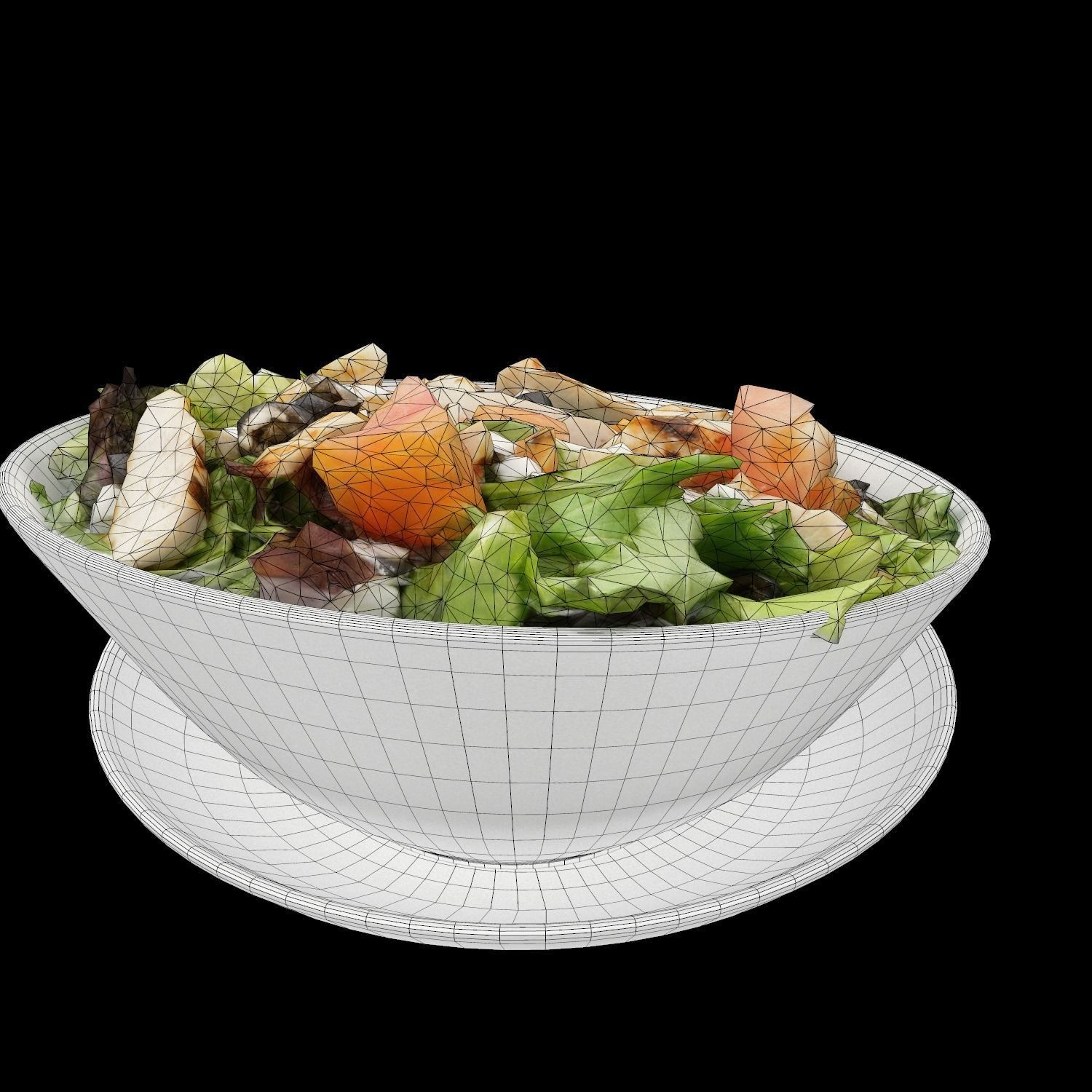 Greek Salad with Chicken - Low-Poly Game-Ready 3D Model - View 4