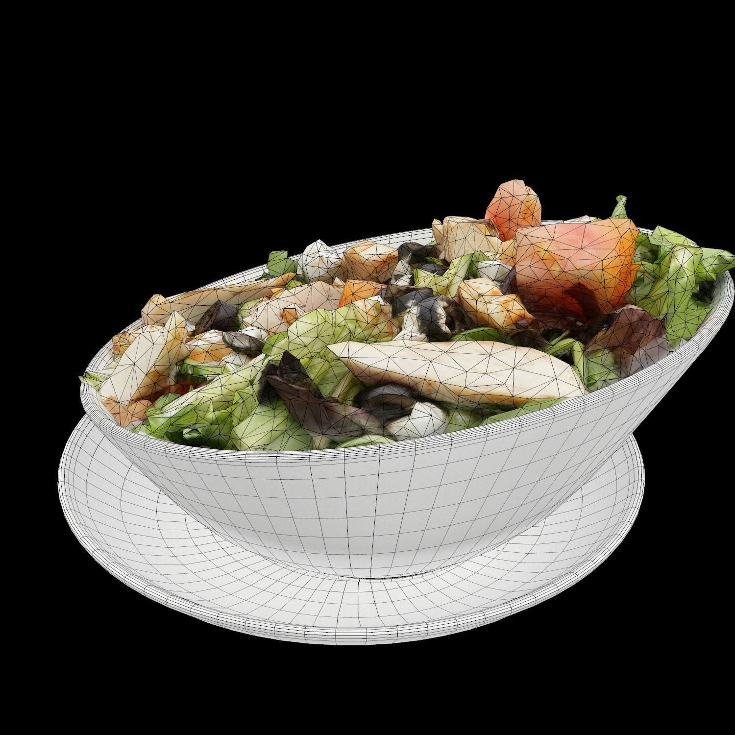 Greek Salad with Chicken - Low-Poly Game-Ready 3D Model - View 5