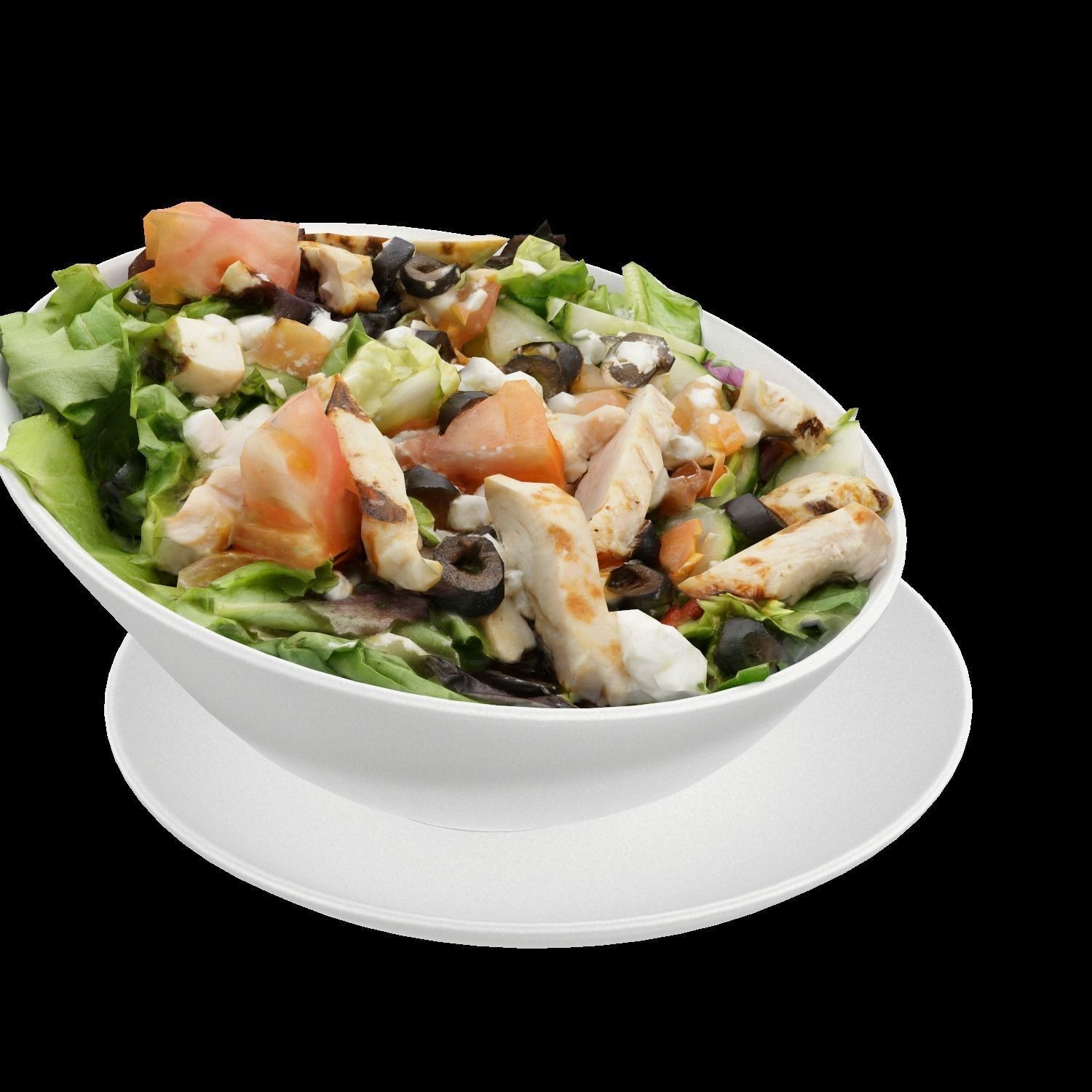 Greek Salad with Chicken - Low-Poly Game-Ready 3D Model - View 8