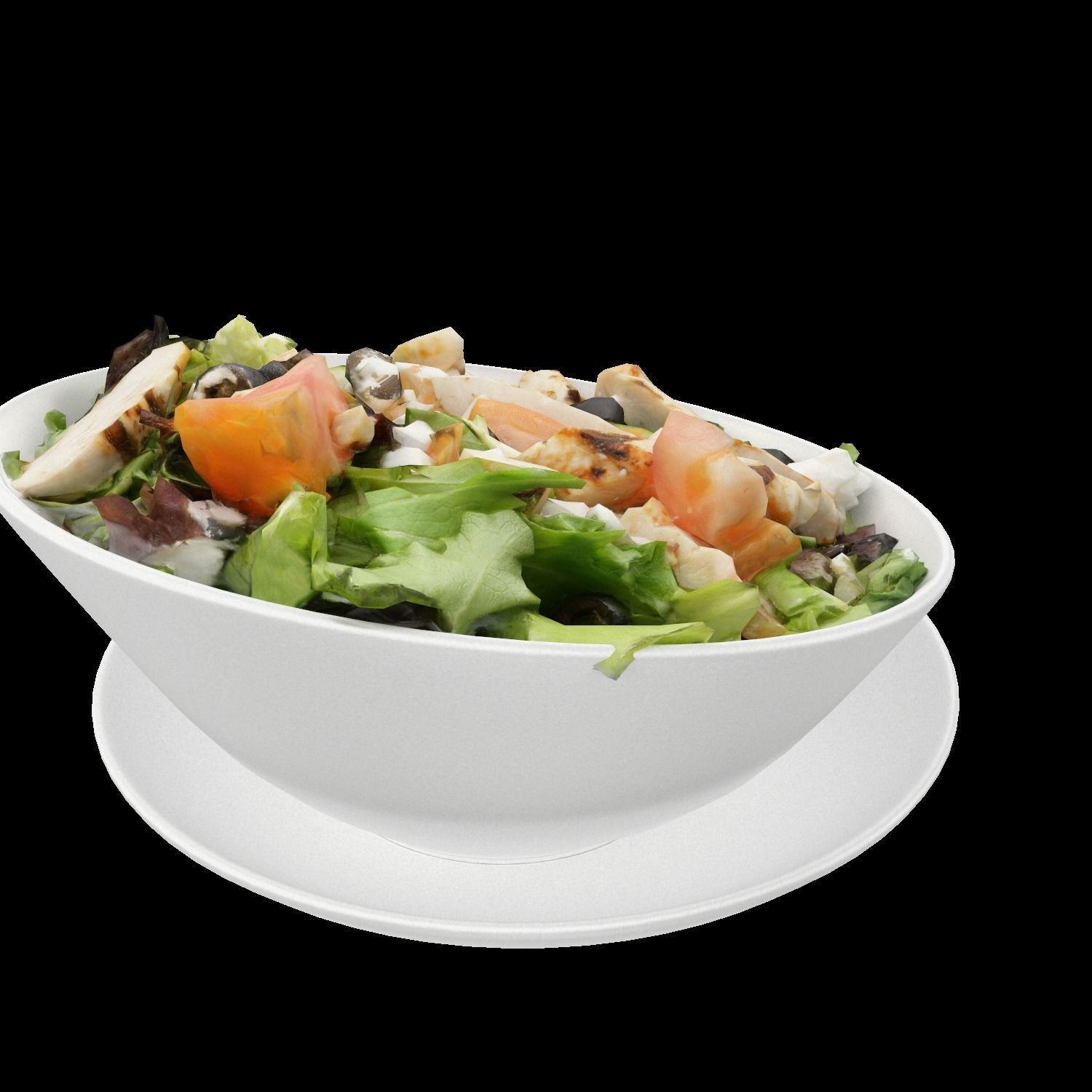 Greek Salad with Chicken - Low-Poly Game-Ready 3D Model - View 9