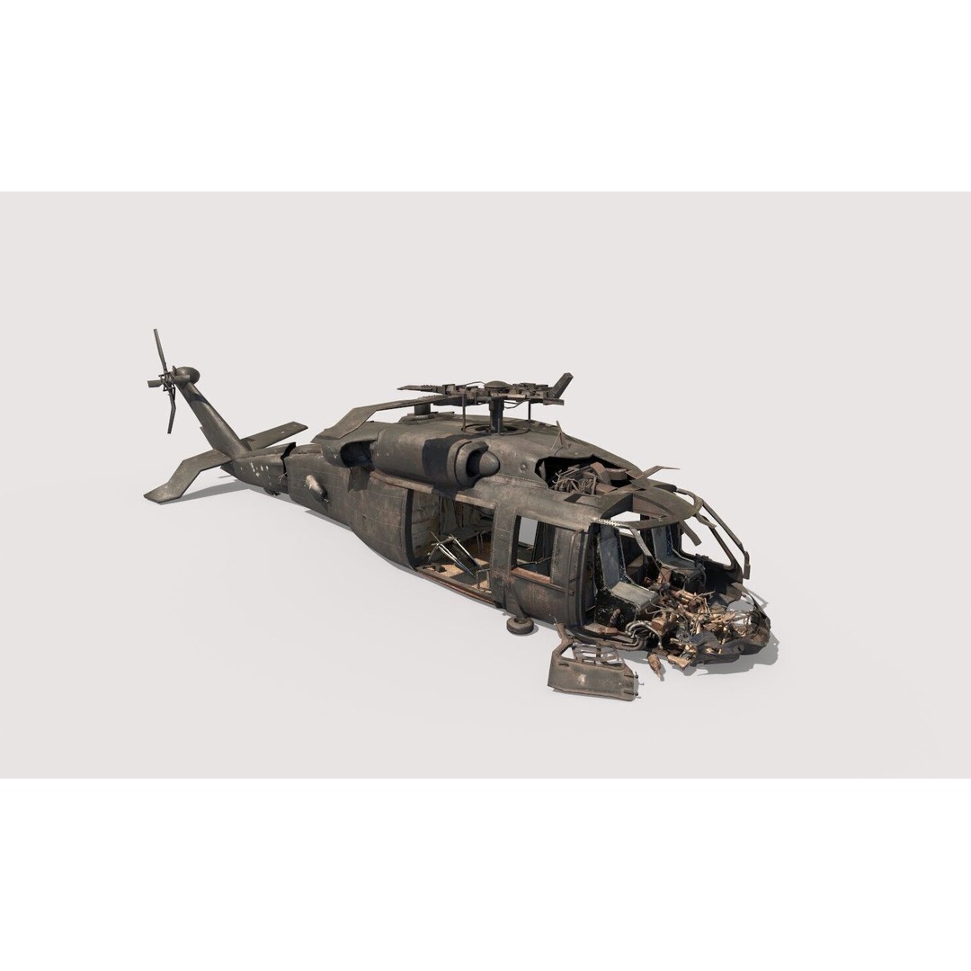 Abandoned Helicopter Crash 3D Model – Realistic PBR Asset, FBX, OBJ - View 11