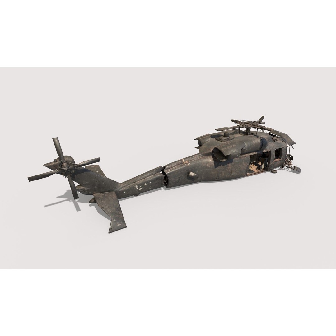 Abandoned Helicopter Crash 3D Model – Realistic PBR Asset, FBX, OBJ - View 14