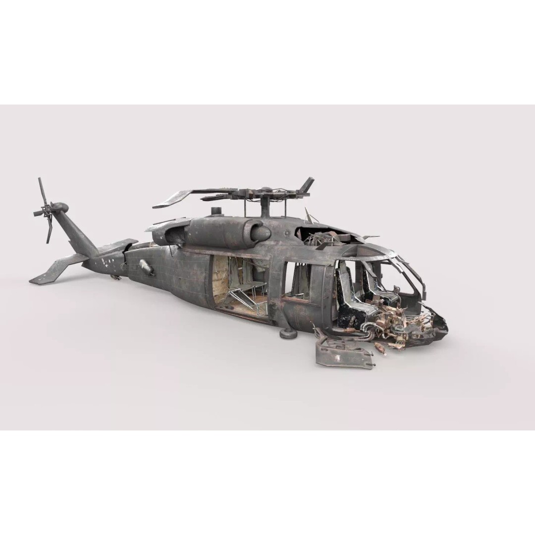 Abandoned Helicopter Crash 3D Model – Realistic PBR Asset, FBX, OBJ - View 2