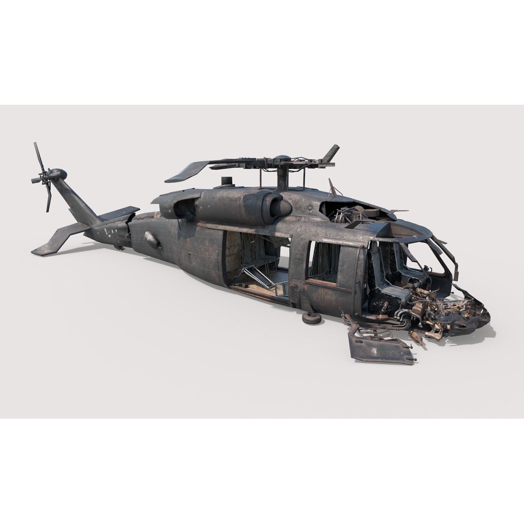 Abandoned Helicopter Crash 3D Model – Realistic PBR Asset, FBX, OBJ - View 4