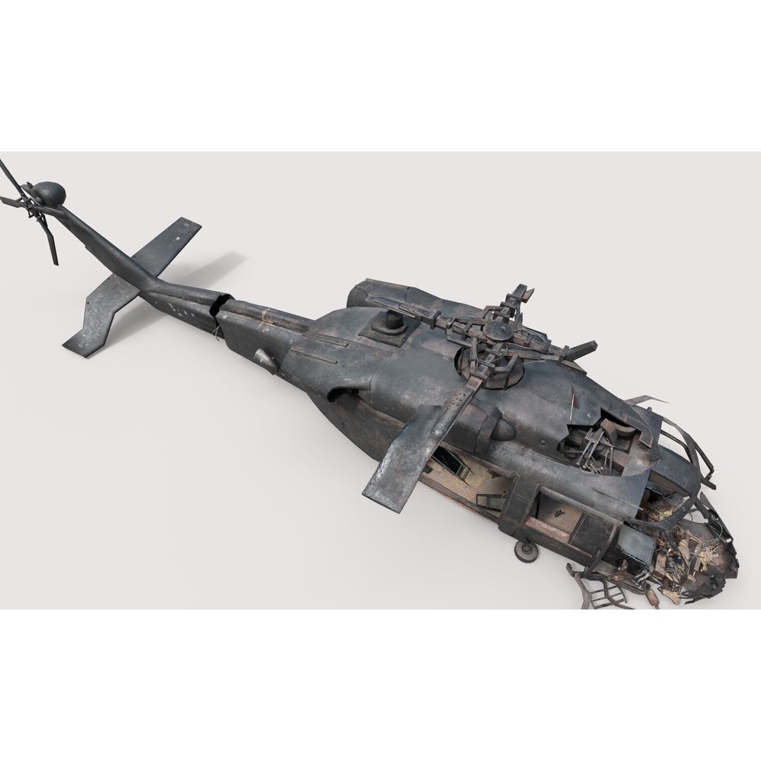 Abandoned Helicopter Crash 3D Model – Realistic PBR Asset, FBX, OBJ - View 6