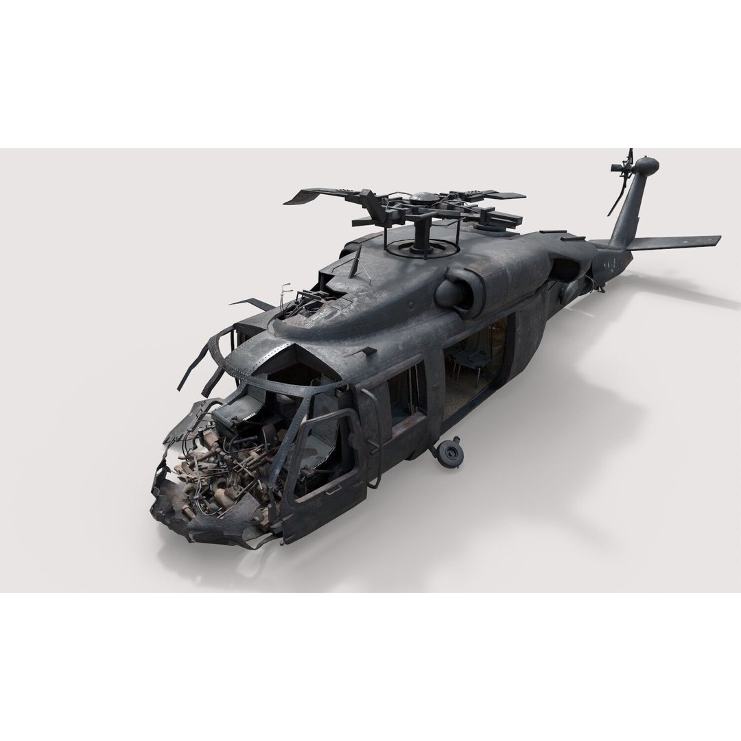 Abandoned Helicopter Crash 3D Model – Realistic PBR Asset, FBX, OBJ - View 7