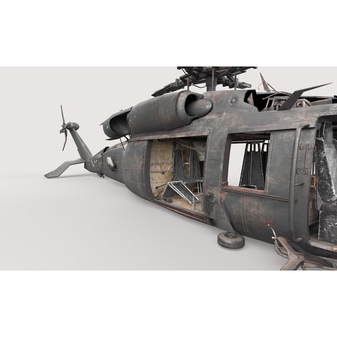 Abandoned Helicopter Crash 3D Model – Realistic PBR Asset, FBX, OBJ - View 9