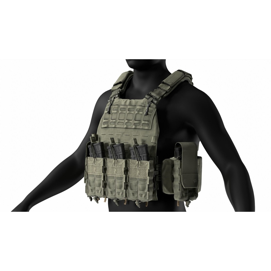 THOR NFM Plate Carrier 3D Model – Low Poly Tactical Gear, FBX - View 3