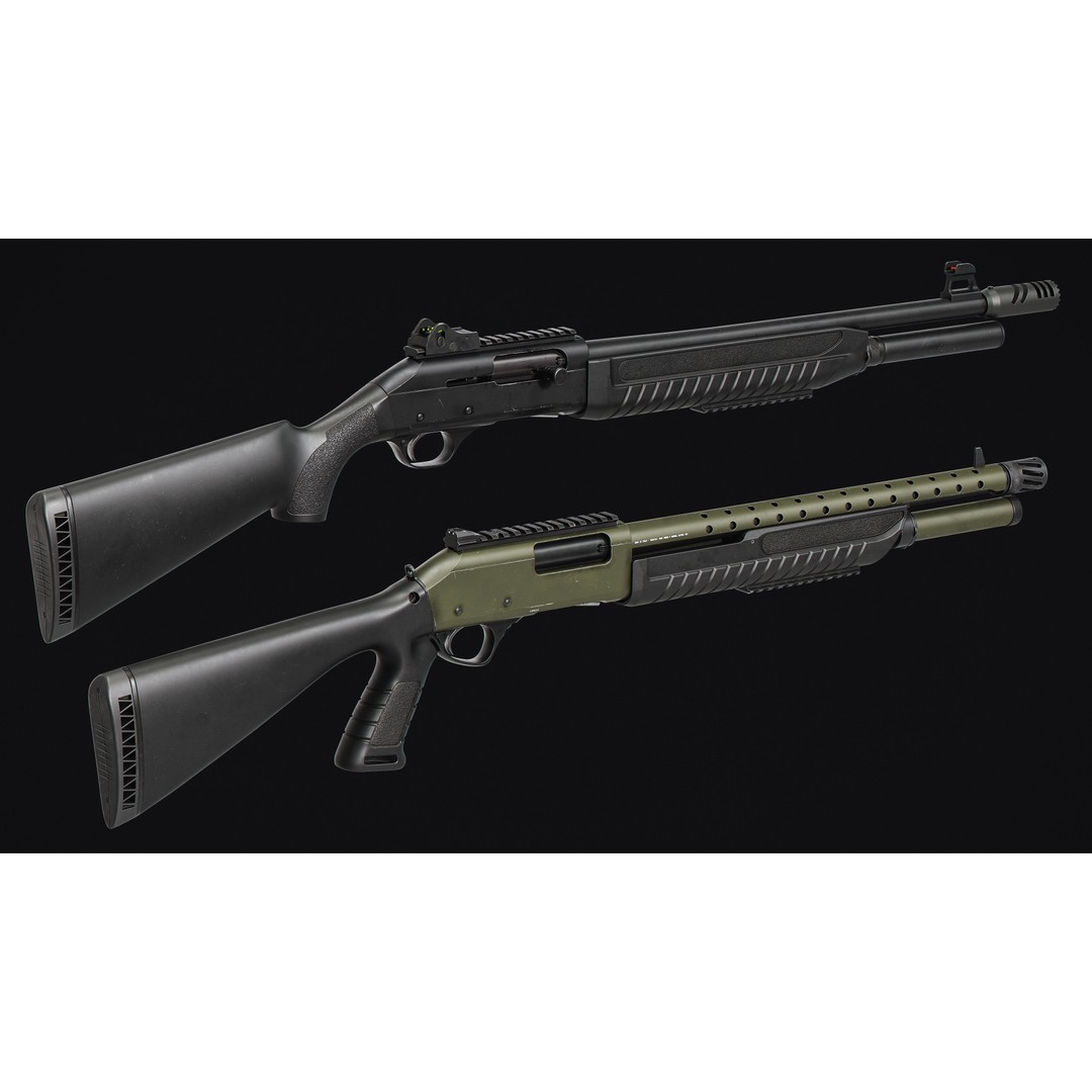 Fabarm Shotguns 3D Model – Low Poly Game Asset, FBX & OBJ Formats - View 3