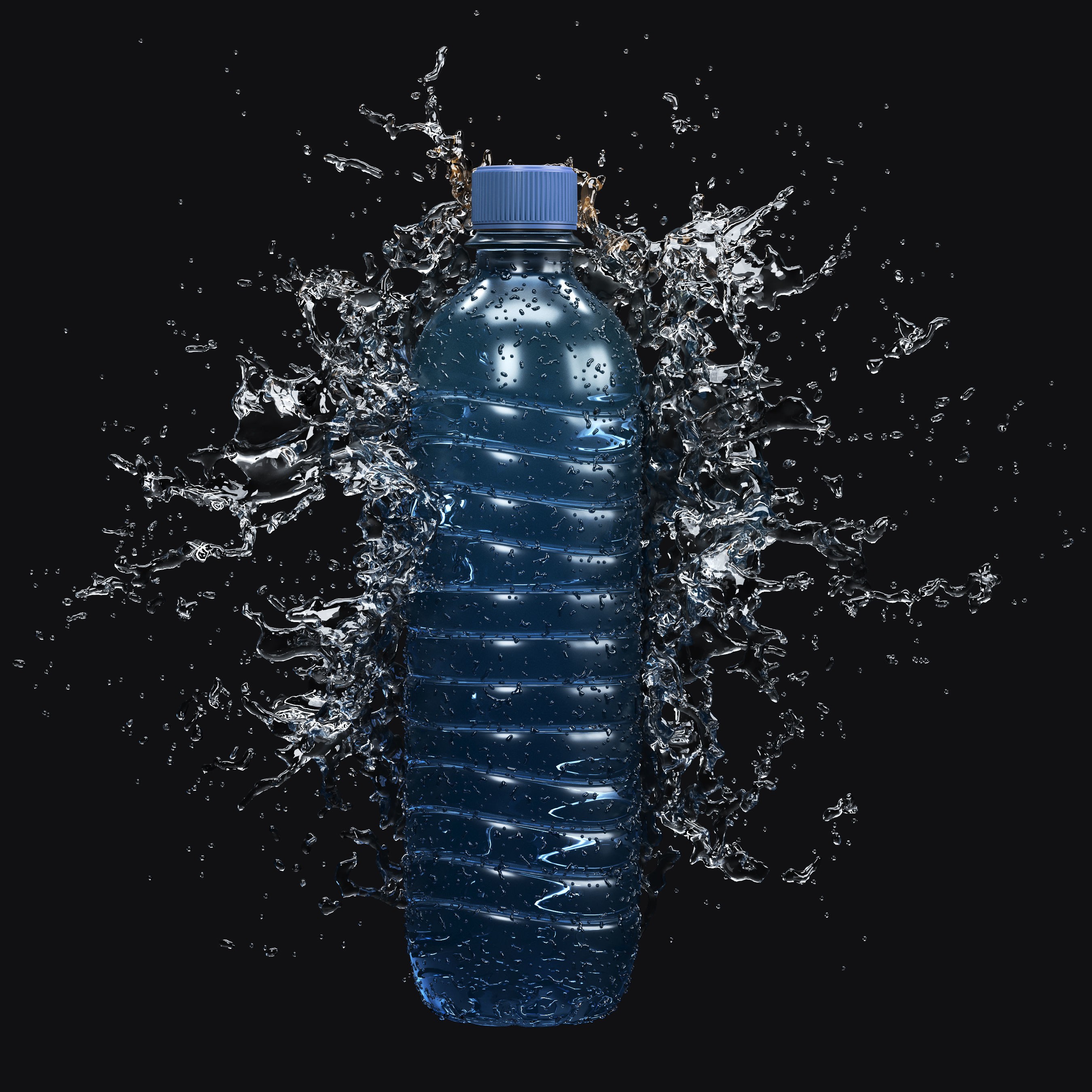 Six Water Splashes - Game-Ready 3D Model - View 4