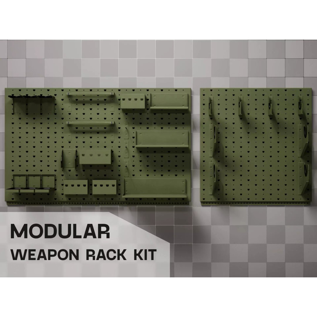 Modular Weapon Rack Kit 3D Model – Low Poly Game Asset, FBX - View 2