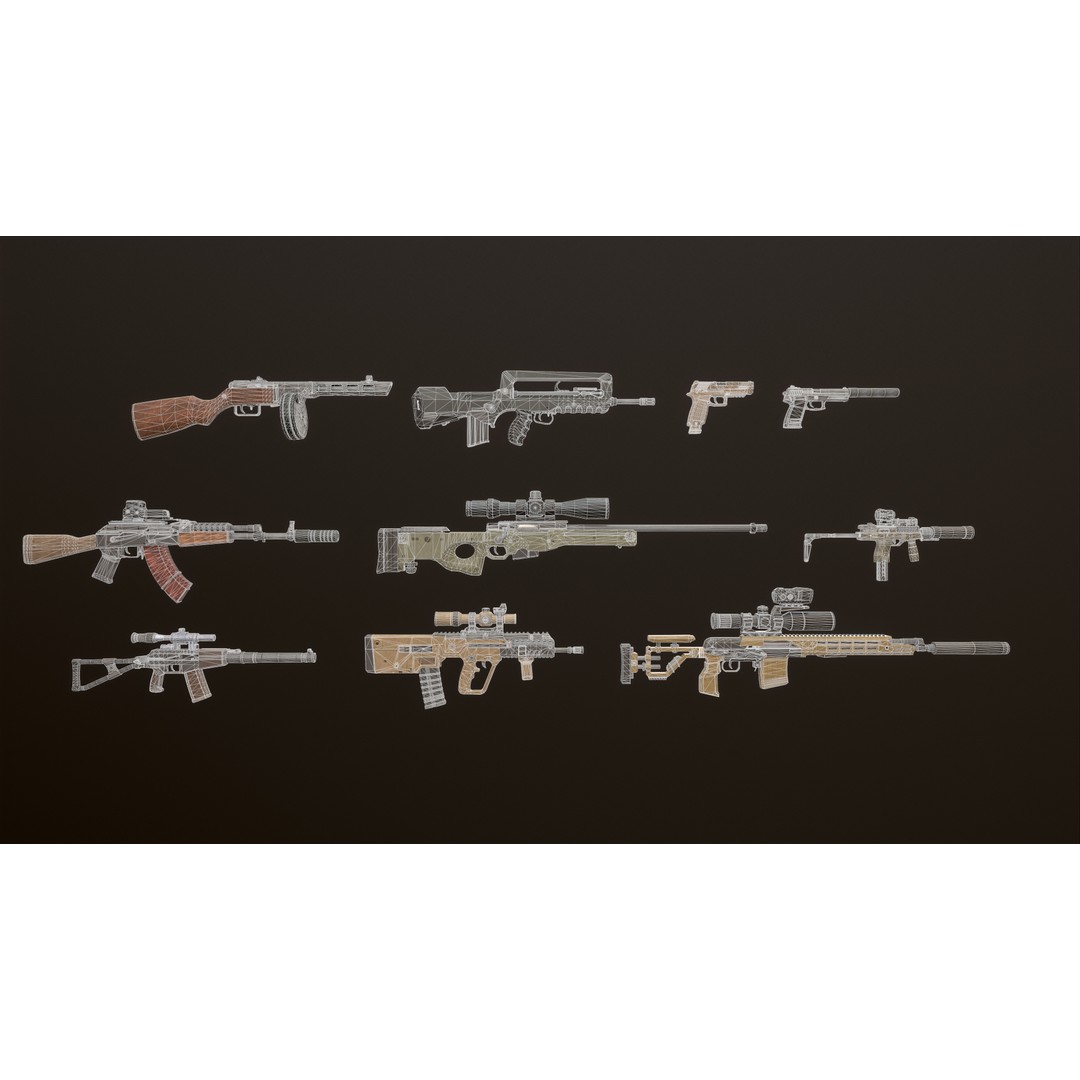 Military Gun Pack 3D Model – Low Poly Game-Ready Weapons, FBX & OBJ - View 13