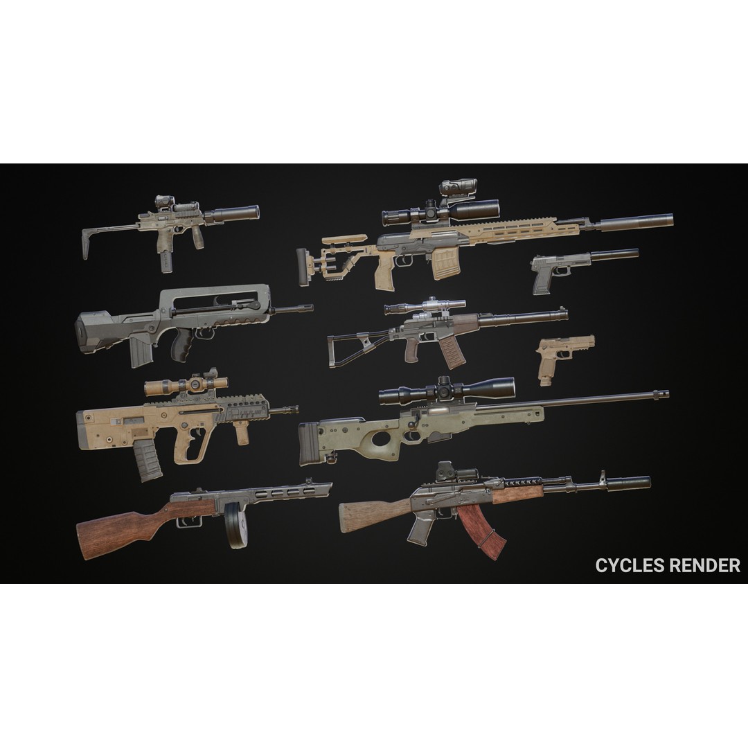 Military Gun Pack 3D Model – Low Poly Game-Ready Weapons, FBX & OBJ - View 15