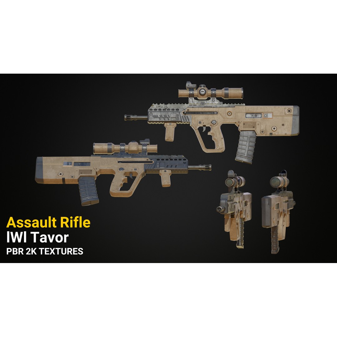 Military Gun Pack 3D Model – Low Poly Game-Ready Weapons, FBX & OBJ - View 4