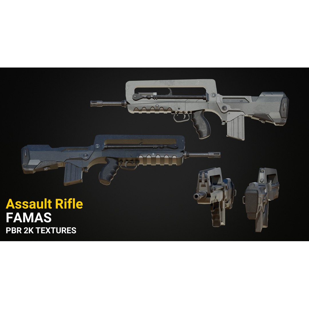 Military Gun Pack 3D Model – Low Poly Game-Ready Weapons, FBX & OBJ - View 7
