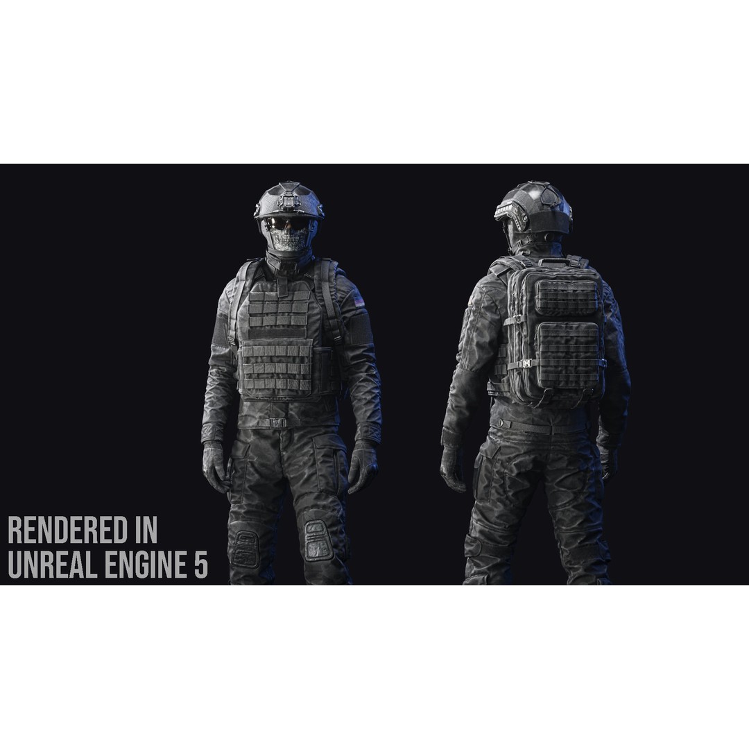 Tactical Soldier 3D Model – Low Poly Game-Ready Character, FBX - View 3