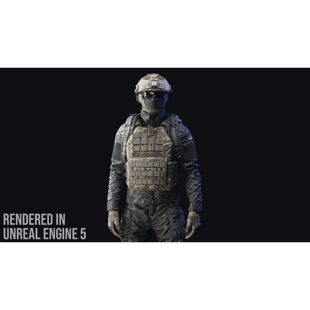 Tactical Soldier 3D Model – Low Poly Game-Ready Character, FBX - View 5