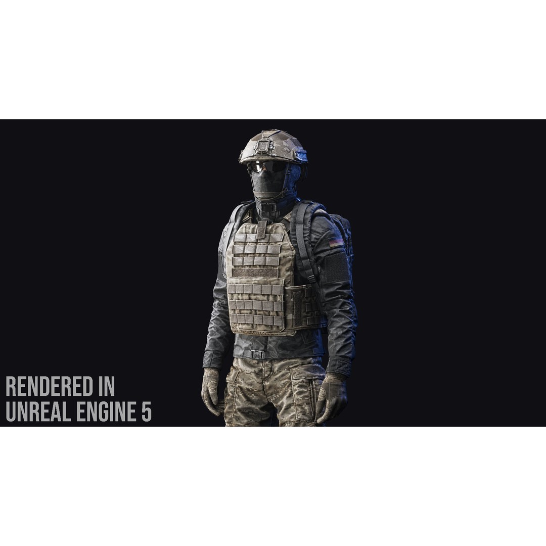 Tactical Soldier 3D Model – Low Poly Game-Ready Character, FBX - View 6