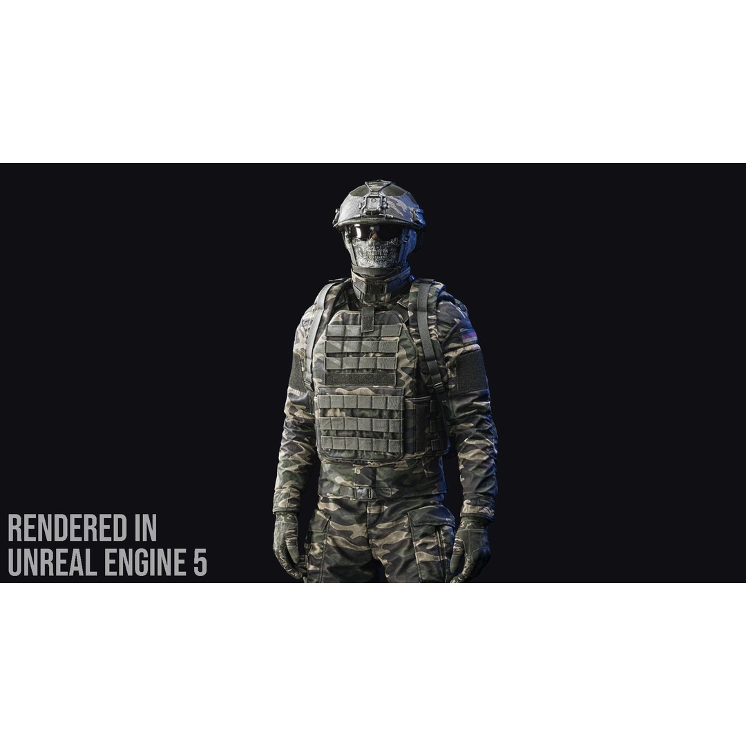 Tactical Soldier 3D Model – Low Poly Game-Ready Character, FBX - View 7