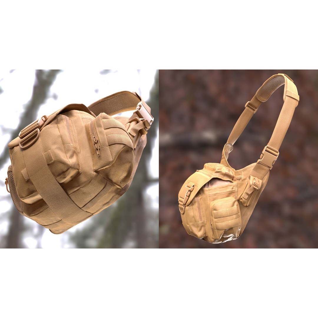 Tactical Shoulder Bag 126 3D Model – Rigged Low-Poly Asset for Metahumans - View 14