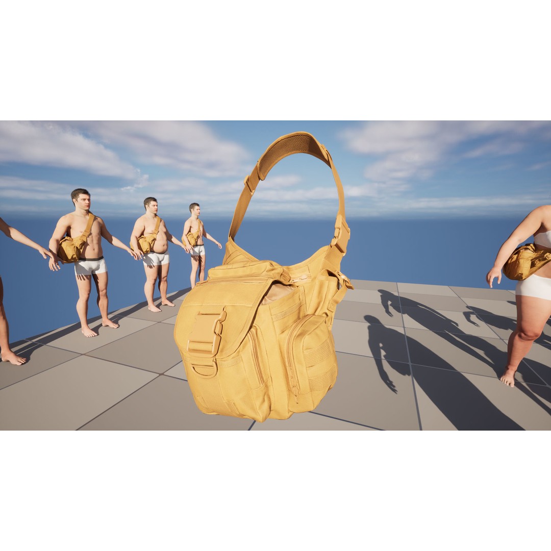 Tactical Shoulder Bag 126 3D Model – Rigged Low-Poly Asset for Metahumans - View 19