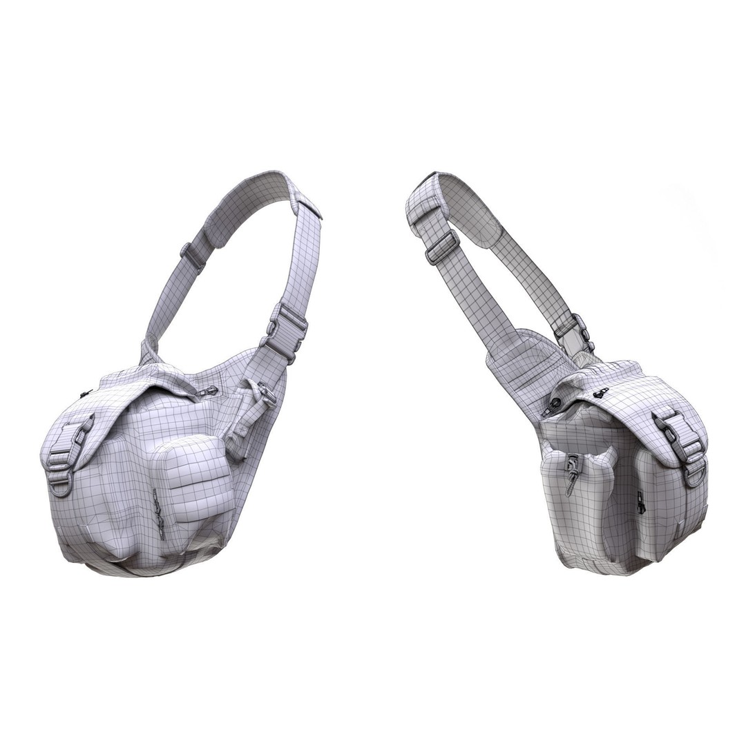 Tactical Shoulder Bag 126 3D Model – Rigged Low-Poly Asset for Metahumans - View 21