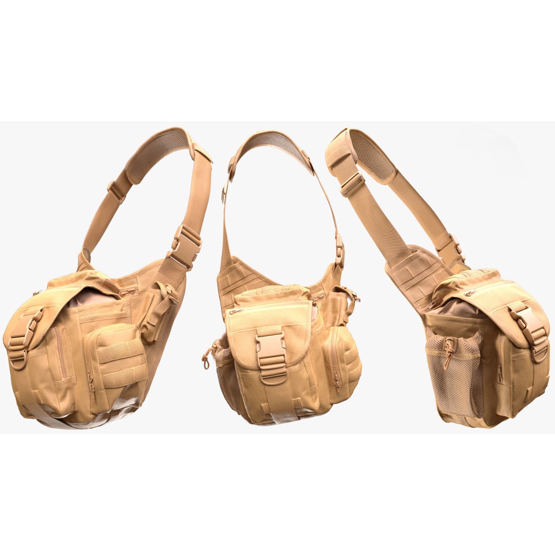 Tactical Shoulder Bag 126 3D Model – Rigged Low-Poly Asset for Metahumans - View 4