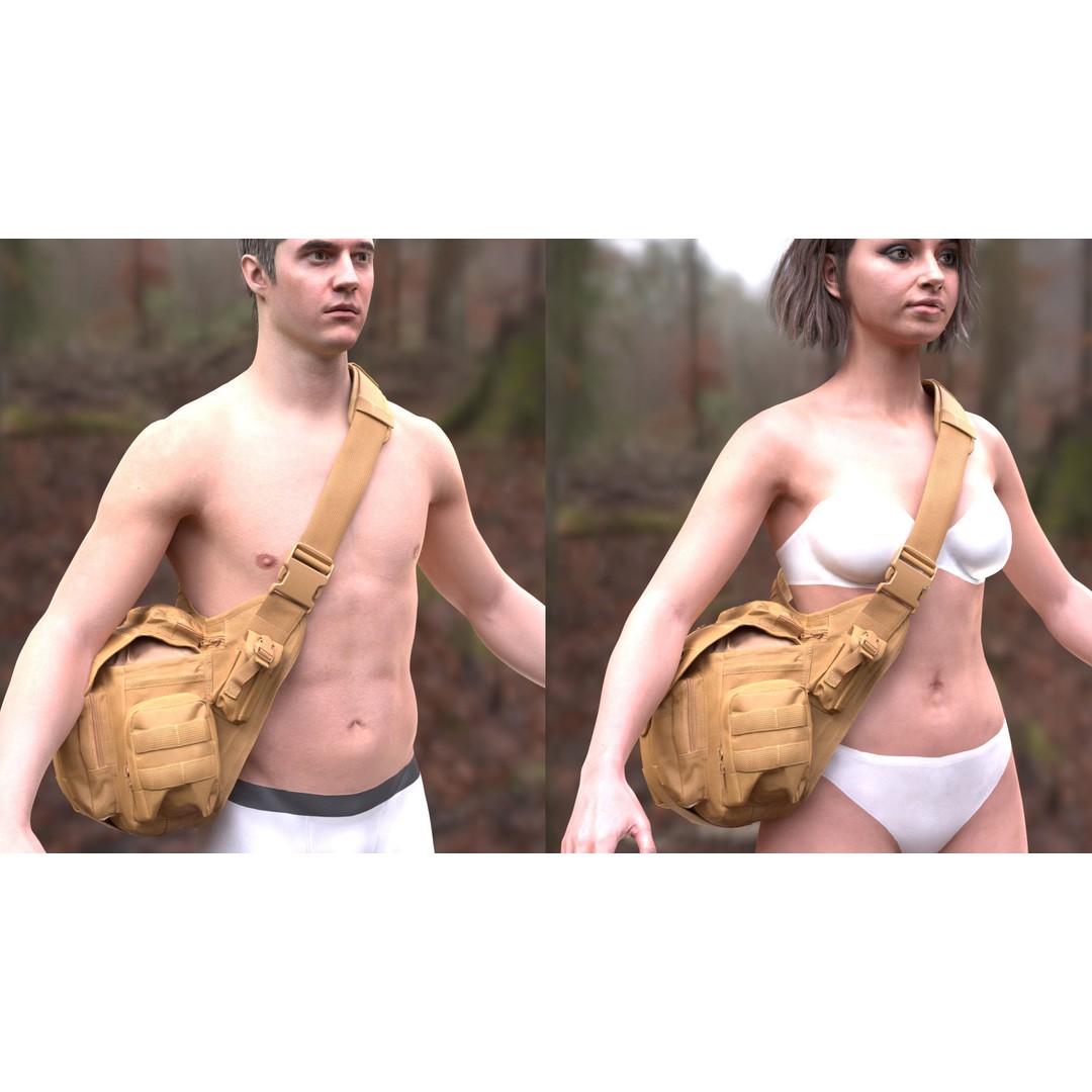 Tactical Shoulder Bag 126 3D Model – Rigged Low-Poly Asset for Metahumans - View 6