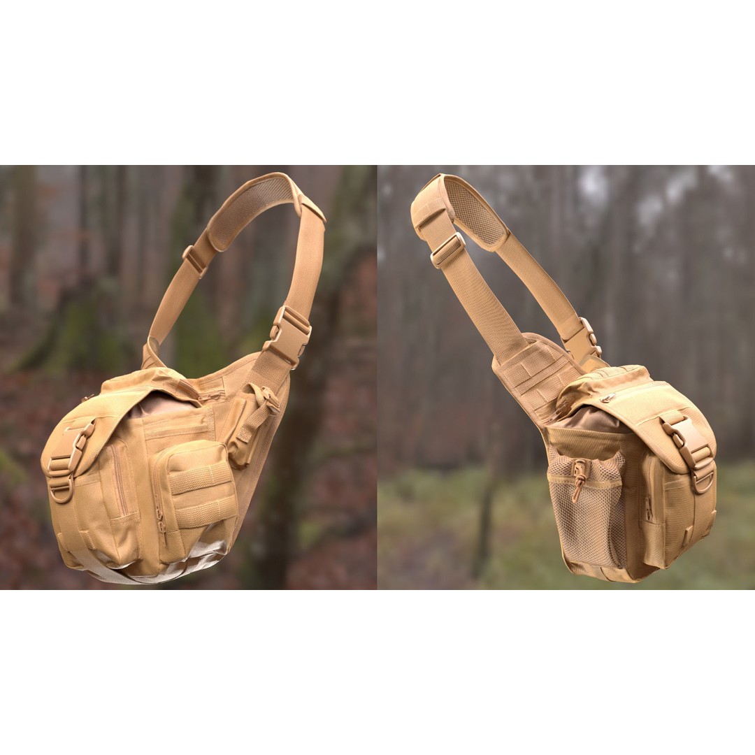 Tactical Shoulder Bag 126 3D Model – Rigged Low-Poly Asset for Metahumans - View 7